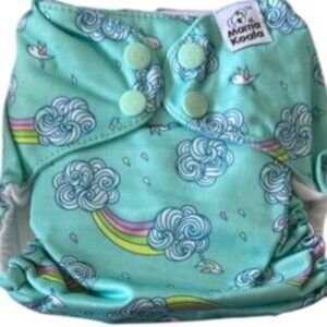 Blue Rainbow Clouds OS Pocket Cloth Diaper w/ Suede Inner by Mama Koalah Diapers